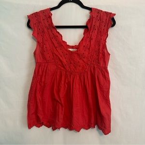 EUC Lucky Brand size S cute bright red blouse